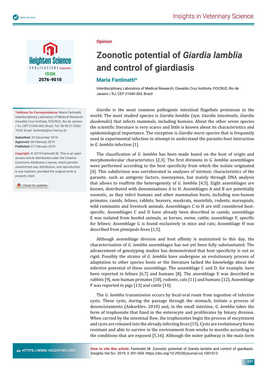 Giardia zoonotic potential - chuggington.hu