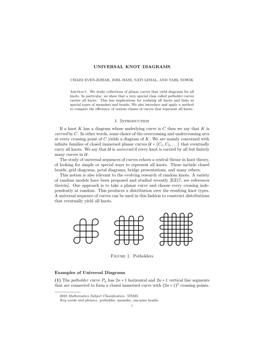 PDF) Universal knot diagrams