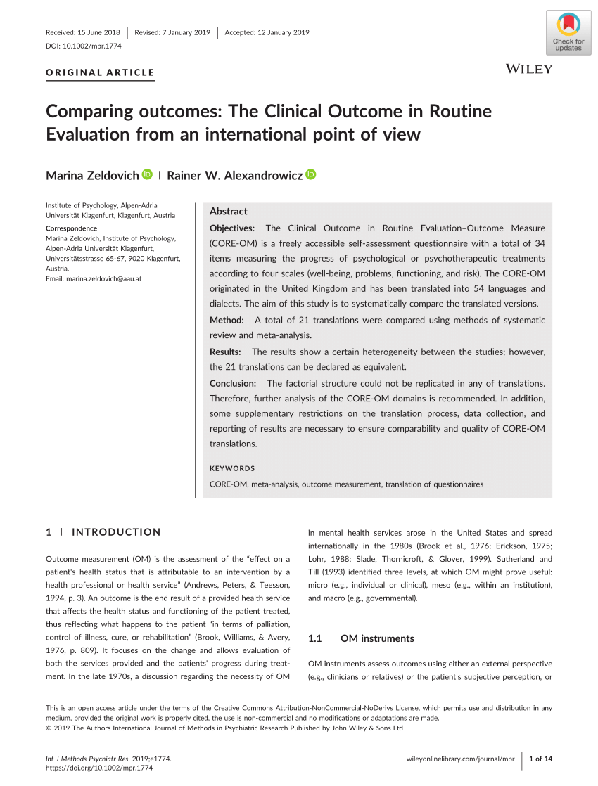 Clinical Outcomes In Routine Evaluation (CORE-OM)