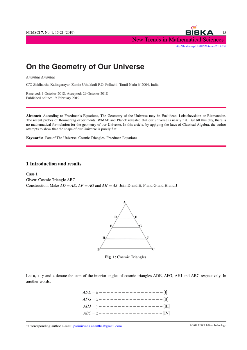 Pdf On The Geometry Of Our Universe