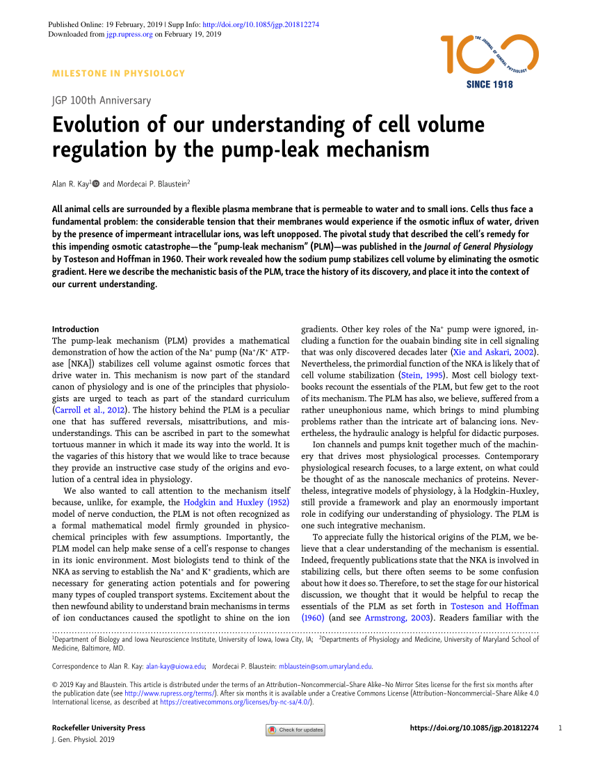 PDF) Evolution of our understanding of cell volume regulation by 