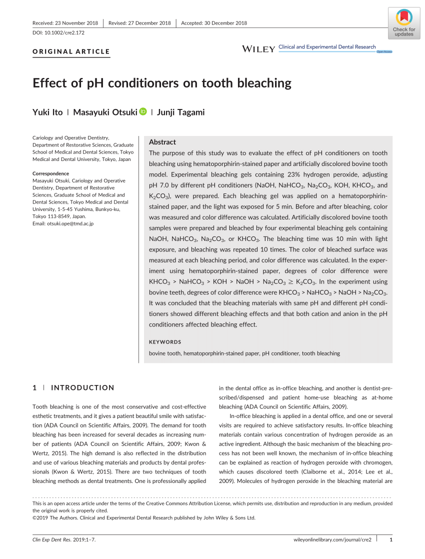 PDF) Effect of pH conditioners on tooth bleaching