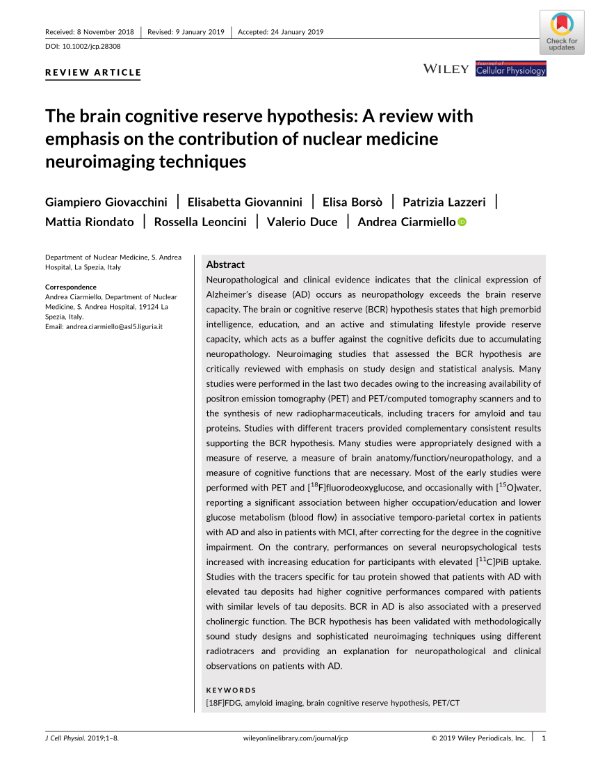 (PDF) The brain cognitive reserve hypothesis: A review with emphasis on ...