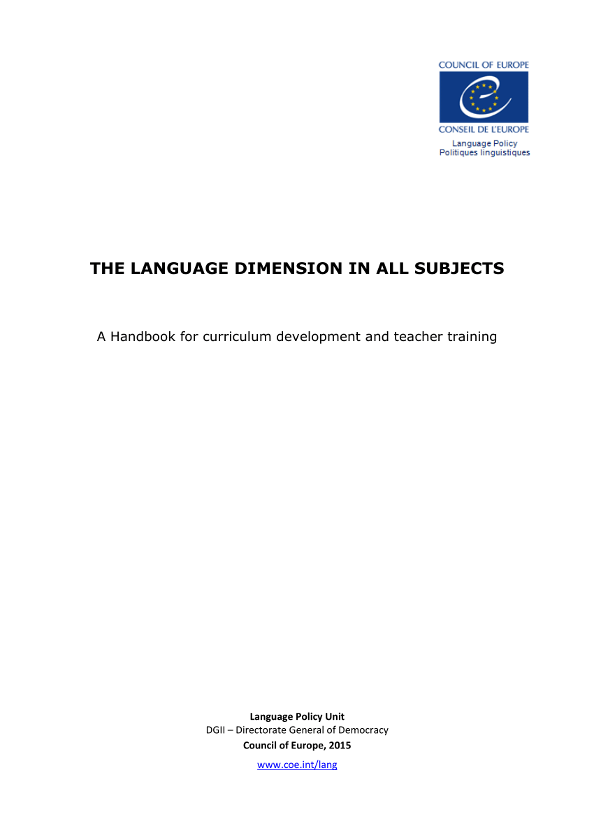 pdf  the language dimension in all subjects  a handbook for curriculum development and teacher