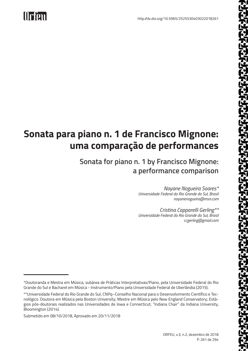 Pdf Sonata Para Piano N 1 De Francisco Mignone Uma Comparacao