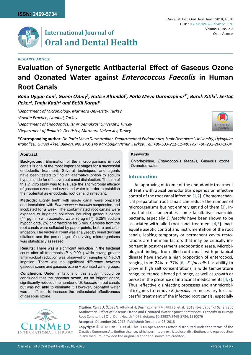 Pdf Evaluation Of Synergetic Antibacterial Effect Of Gaseous Ozone