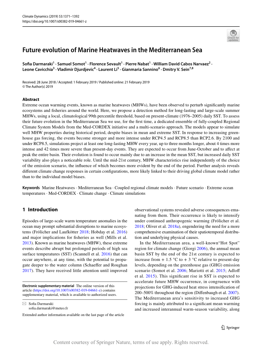 Mediterranean Sea Warming Forces Marine Species into Deep Water