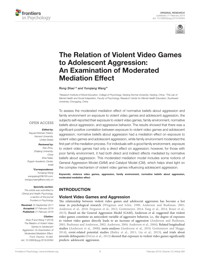 good thesis for violent video games