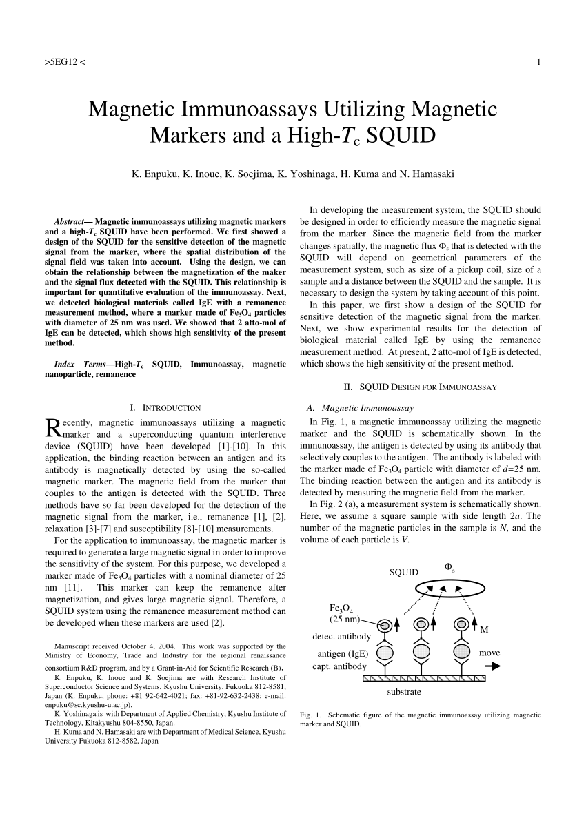 PDF) Magnetic Immunoassays Utilizing Magnetic Markers and a High