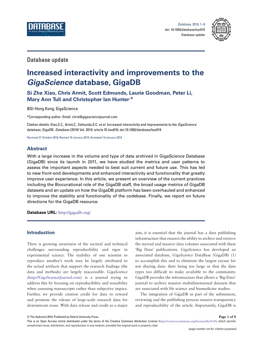 GigaScience  Oxford Academic