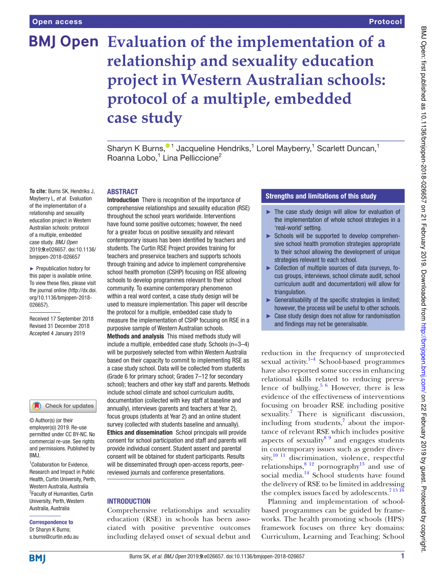 Pdf Evaluation Of The Implementation Of A Relationship And Sexuality 2954