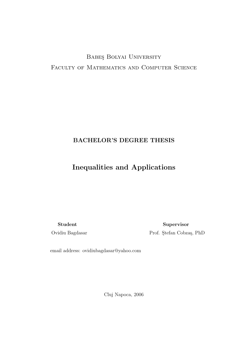 Pdf Inequalities And Applications Bsc Thesis