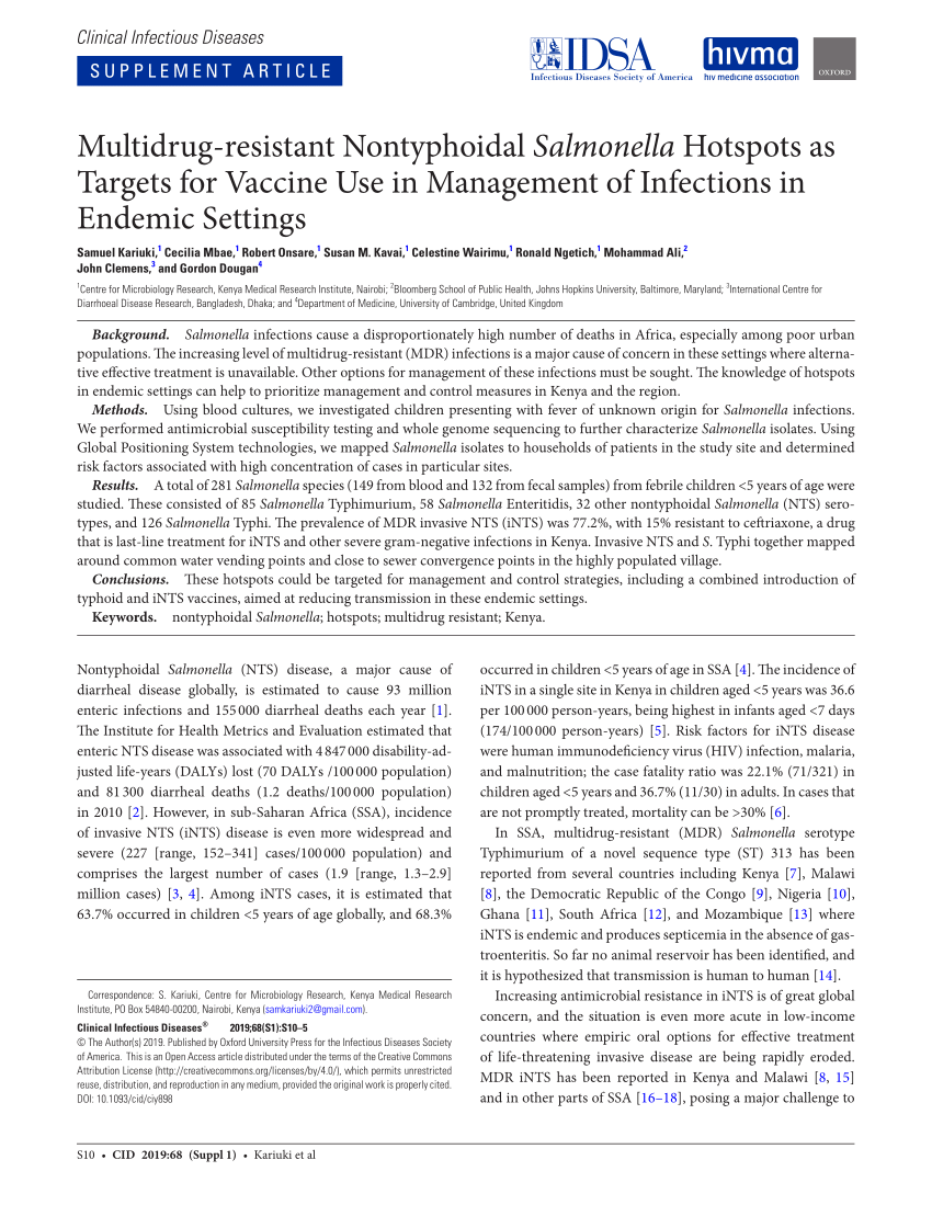 (PDF) Multidrugresistant Nontyphoidal Salmonella Hotspots as Targets