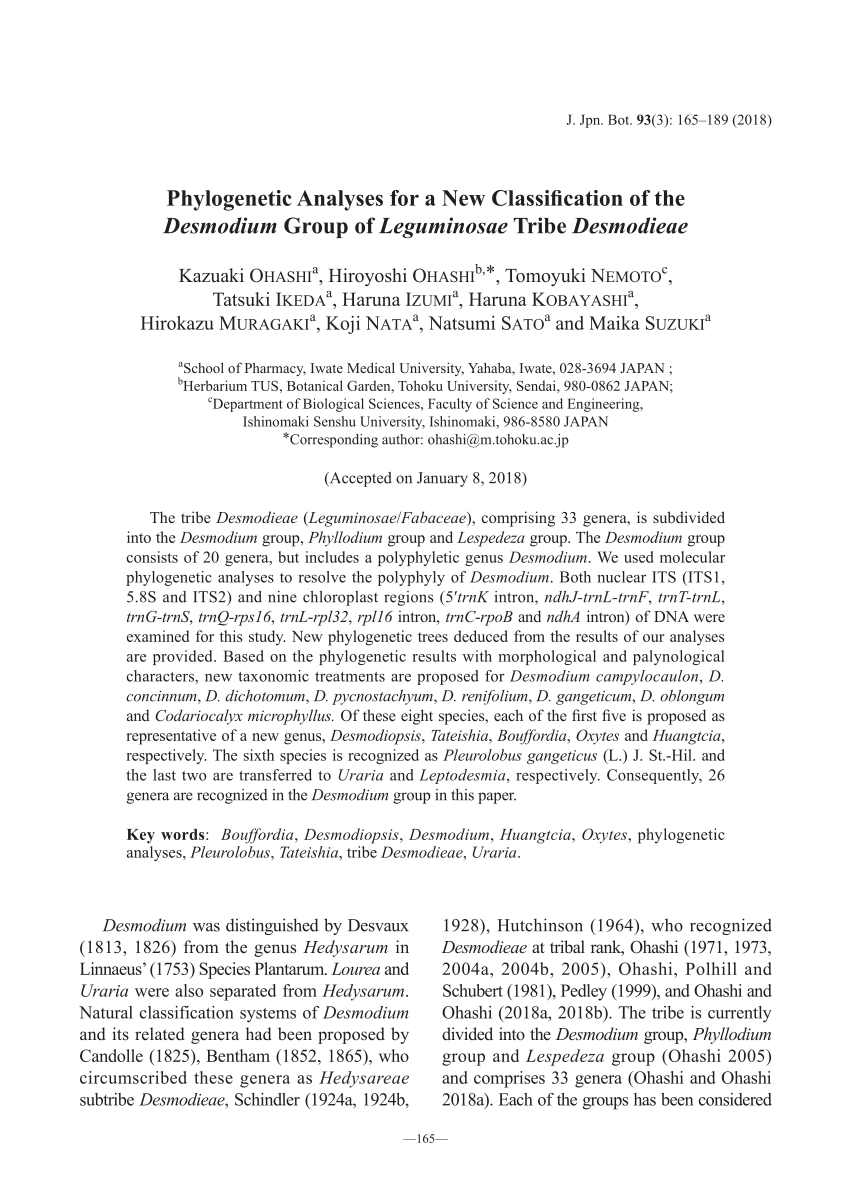 Pdf Phylogenetic Analyses For A New Classification Of The Desmodium Group Of Leguminosae Tribe Desmodieae