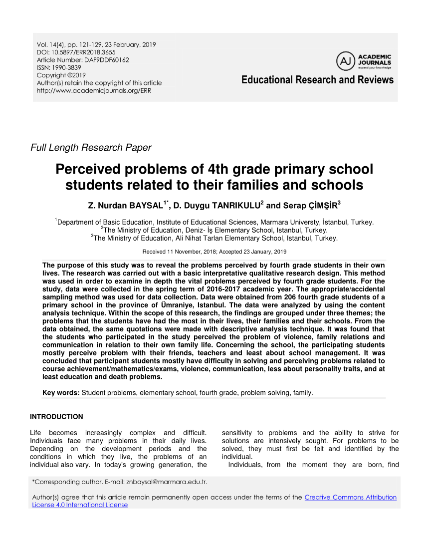 title of research about school problems