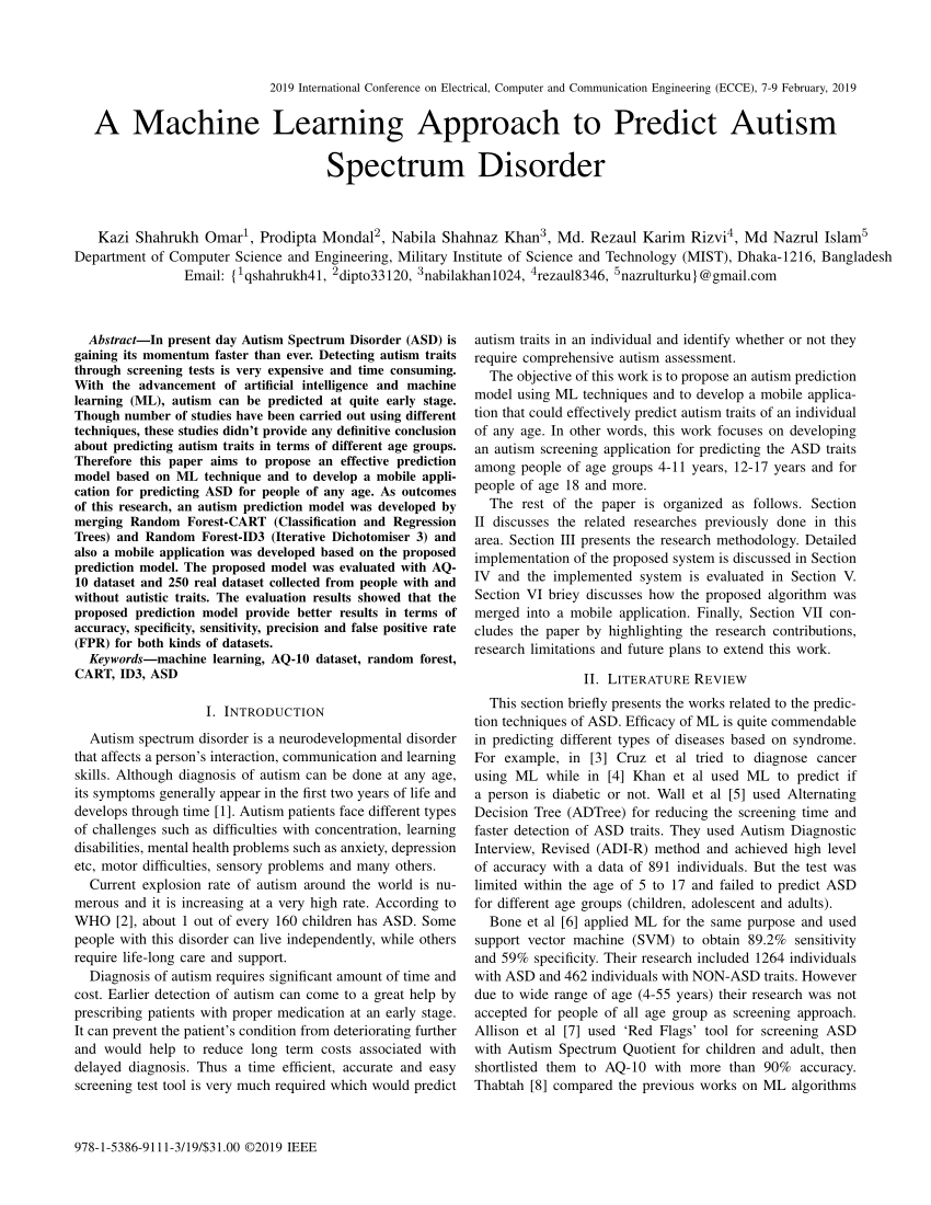 autism spectrum research paper