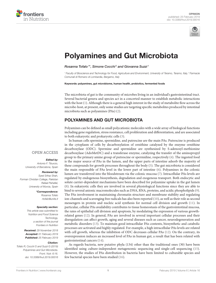 (PDF) Polyamines and Gut Microbiota