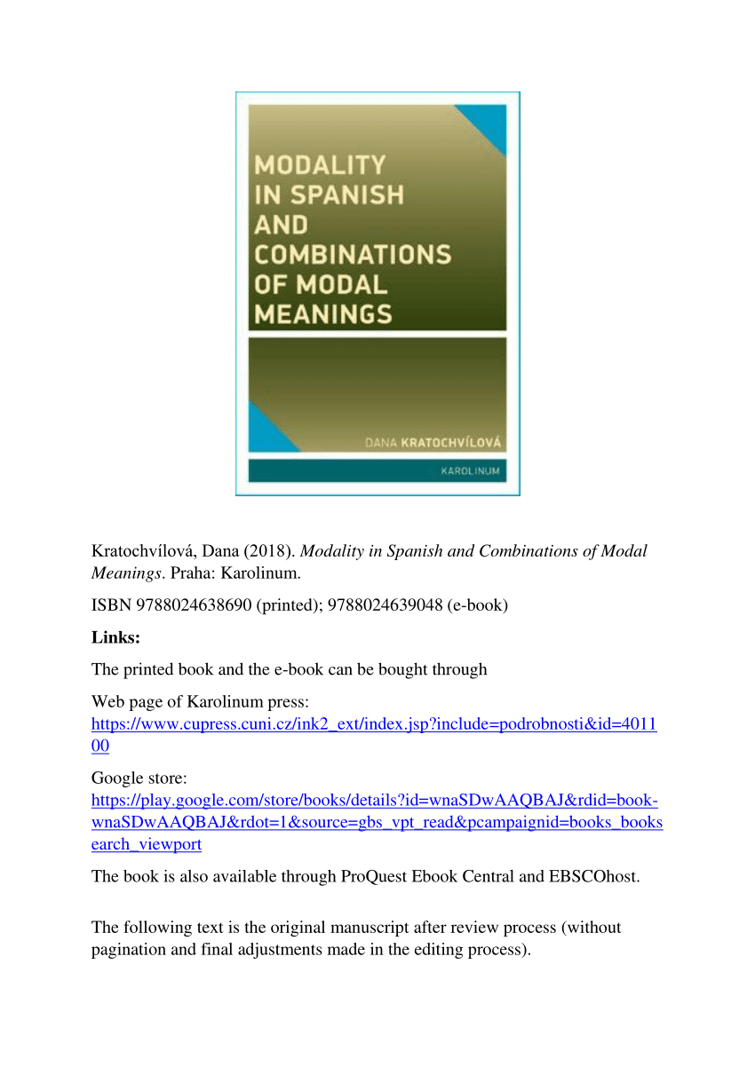 PDF) Modality in Spanish and Combinations of Modal Meanings