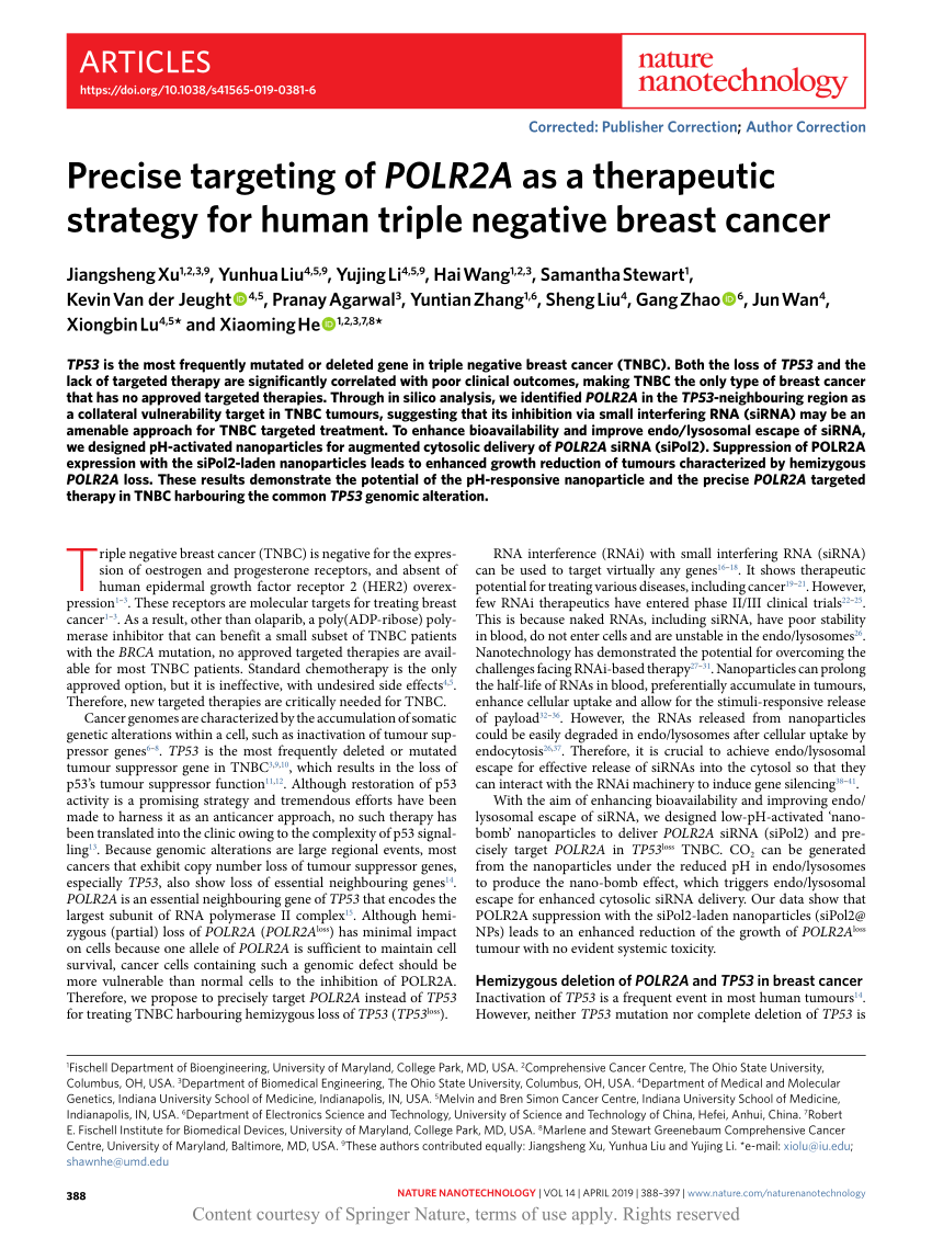 Precise targeting of POLR2A as a therapeutic strategy for human