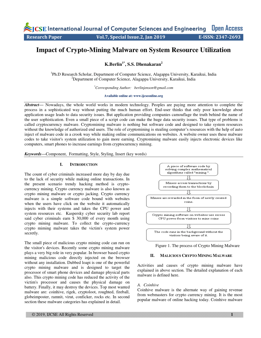 Pdf Impact Of Crypto Mining Malware On System Resource Utilization