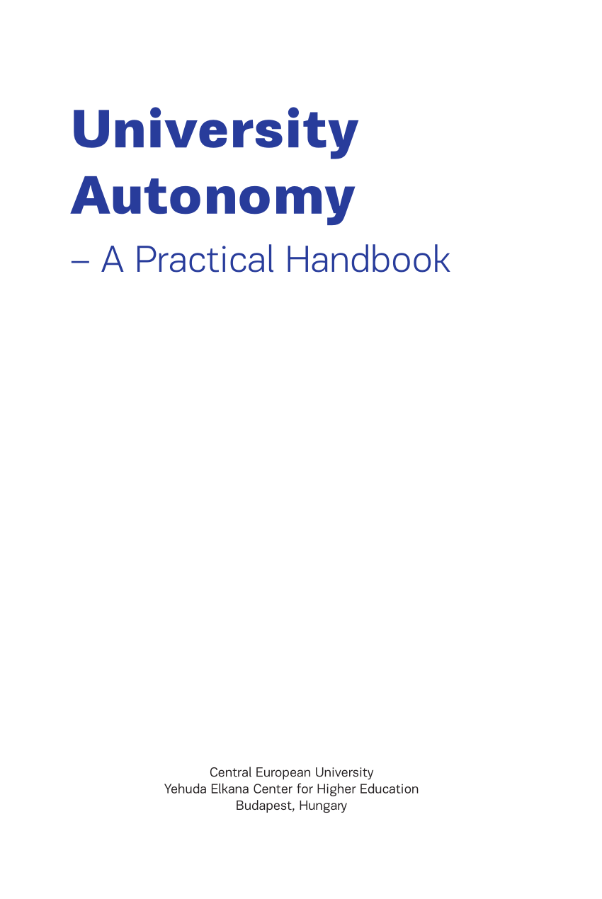 PDF) University Autonomy-A Practical Handbook
