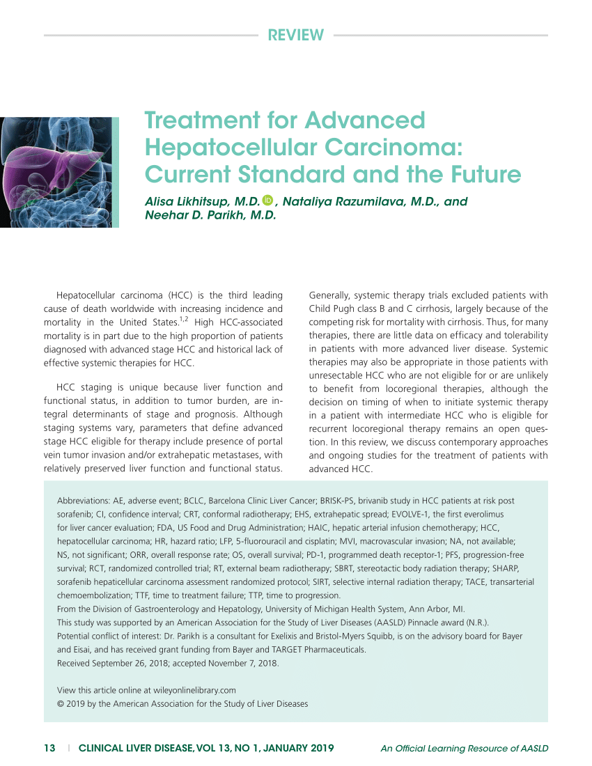 Pdf Treatment For Advanced Hepatocellular Carcinoma Current Standard