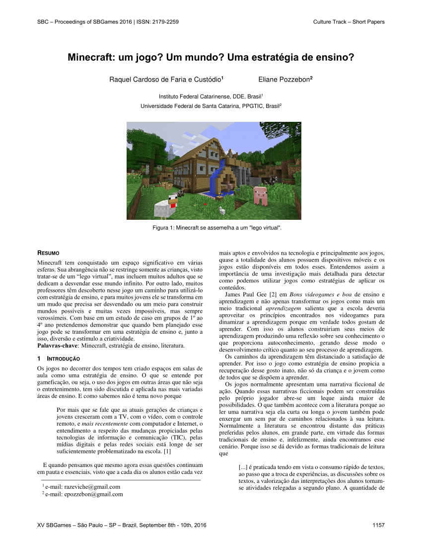 PDF) Minecraft: um jogo? Um mundo? Uma estratégia de ensino?