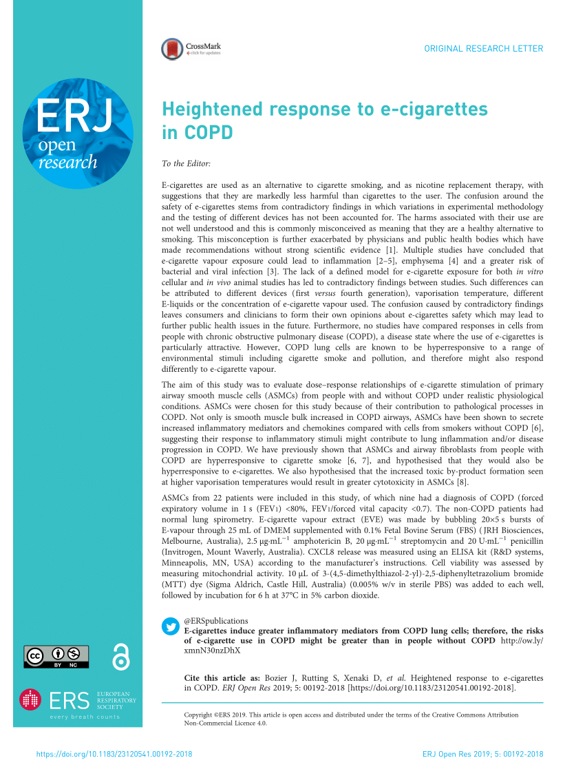 PDF Heightened response to e cigarettes in COPD