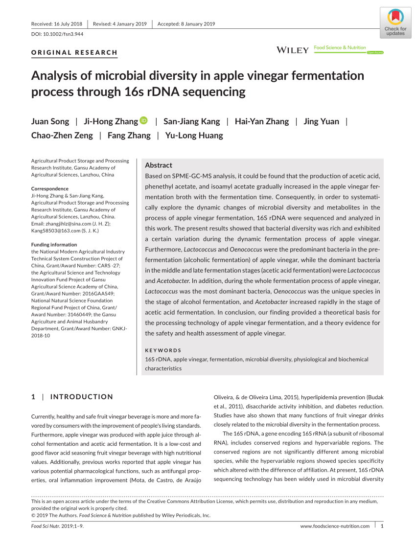 apple cider vinegar fermentation process research paper