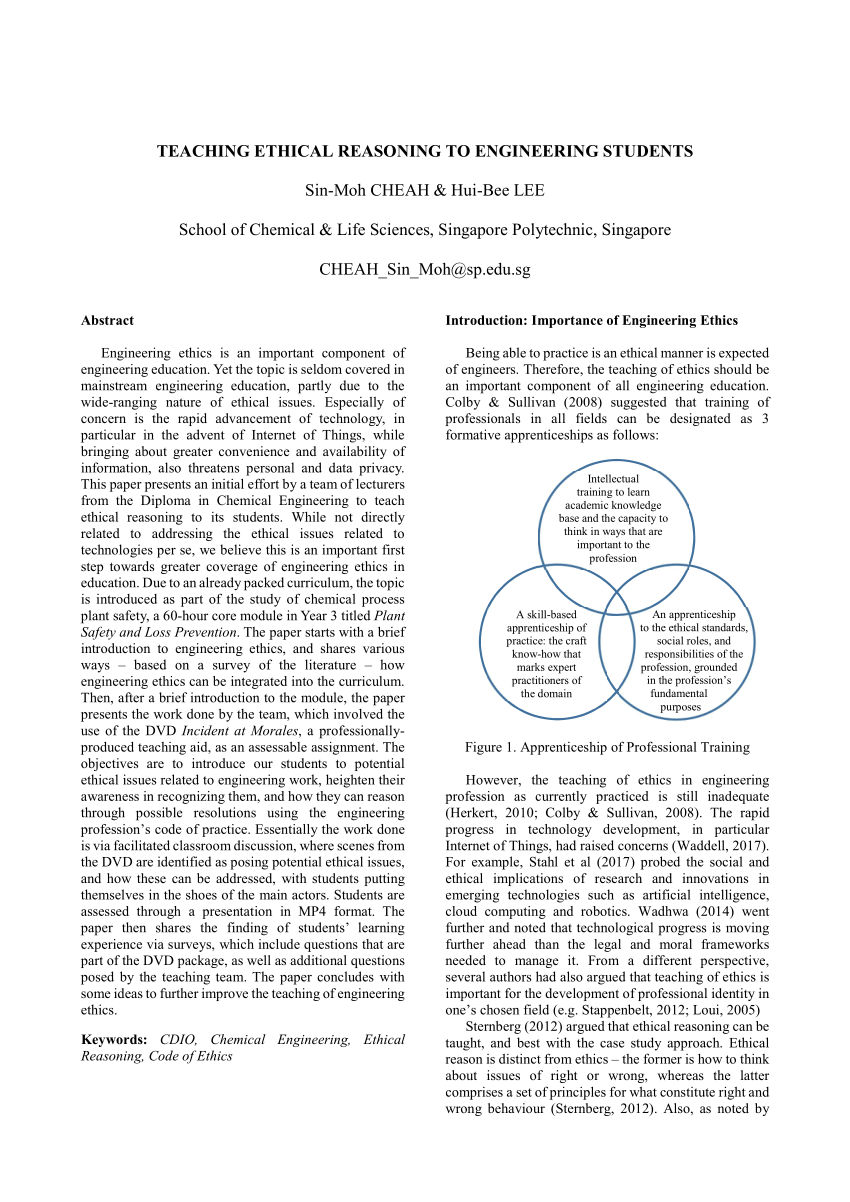 Pdf Teaching Ethical Reasoning To Engineering Students