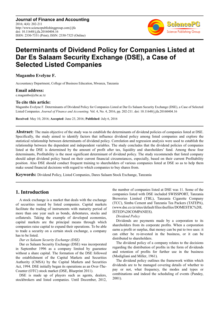 article review on determinants of dividend decision