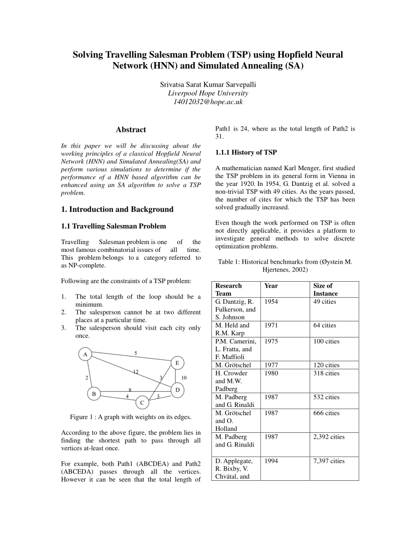 travelling salesman problem research paper