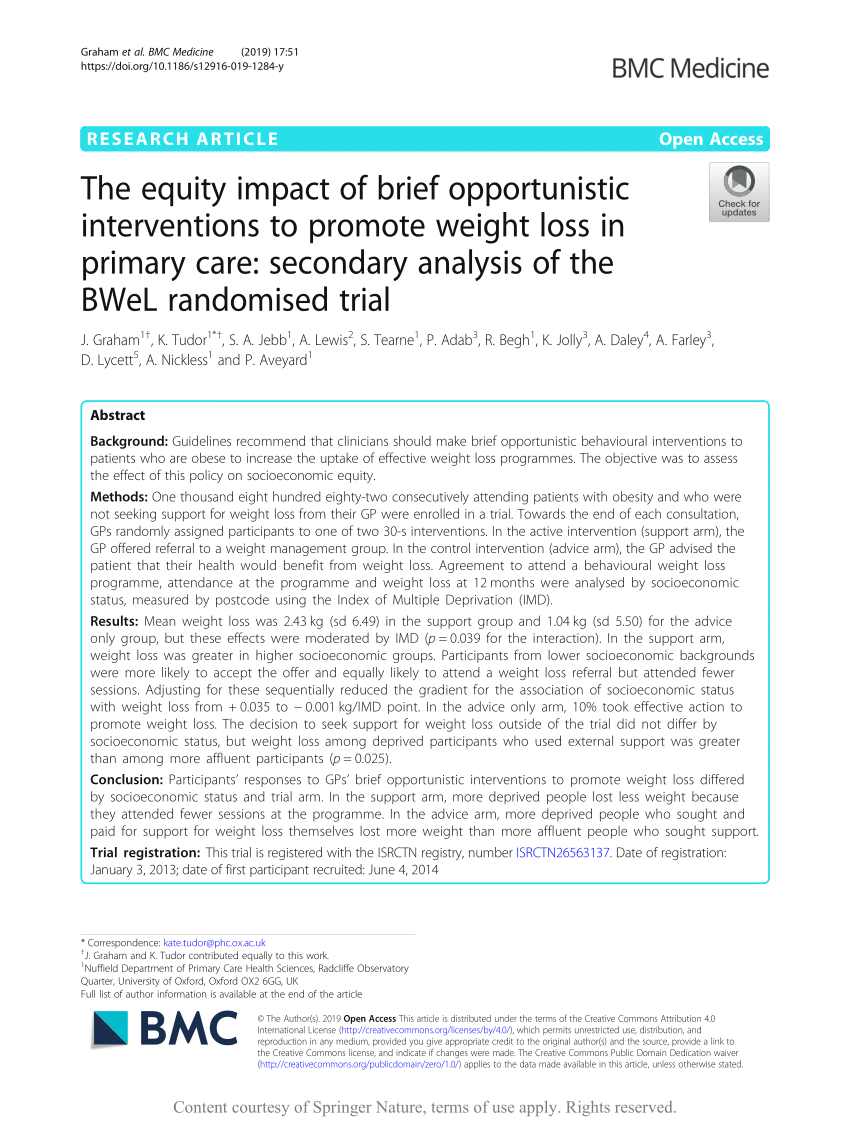 (PDF) The equity impact of brief opportunistic interventions to ...