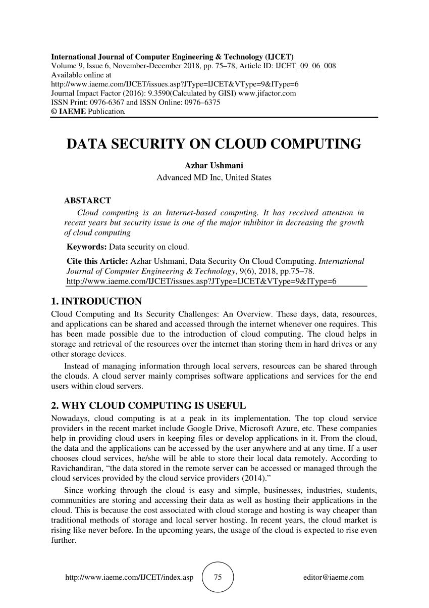 (PDF) DATA SECURITY ON CLOUD COMPUTING
