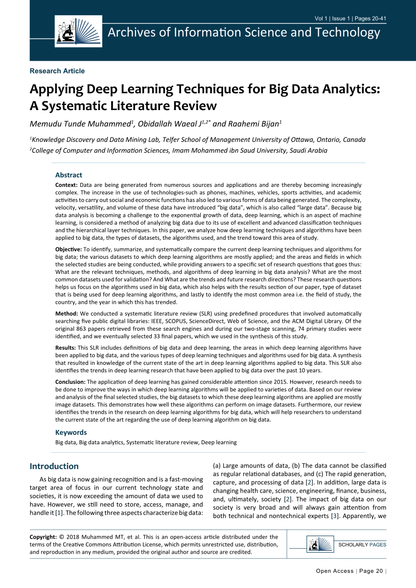 literature review on big data analytics methods
