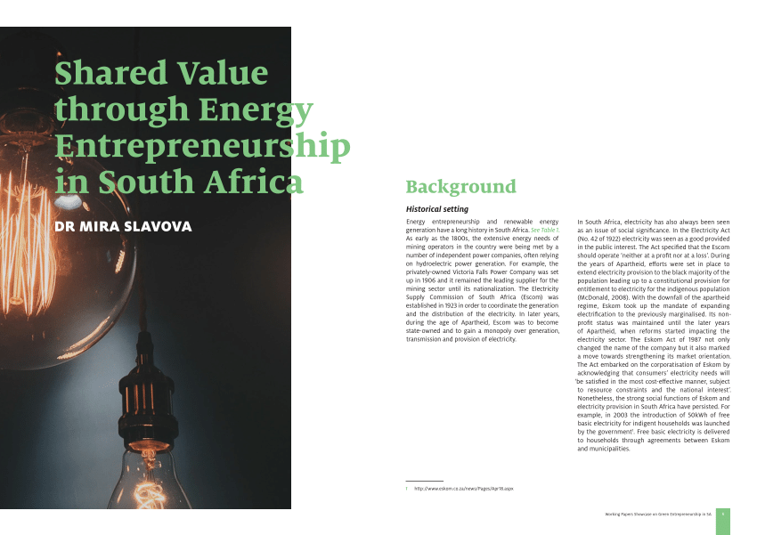 PDF) Shared Value through Energy Entrepreneurship in South Africa