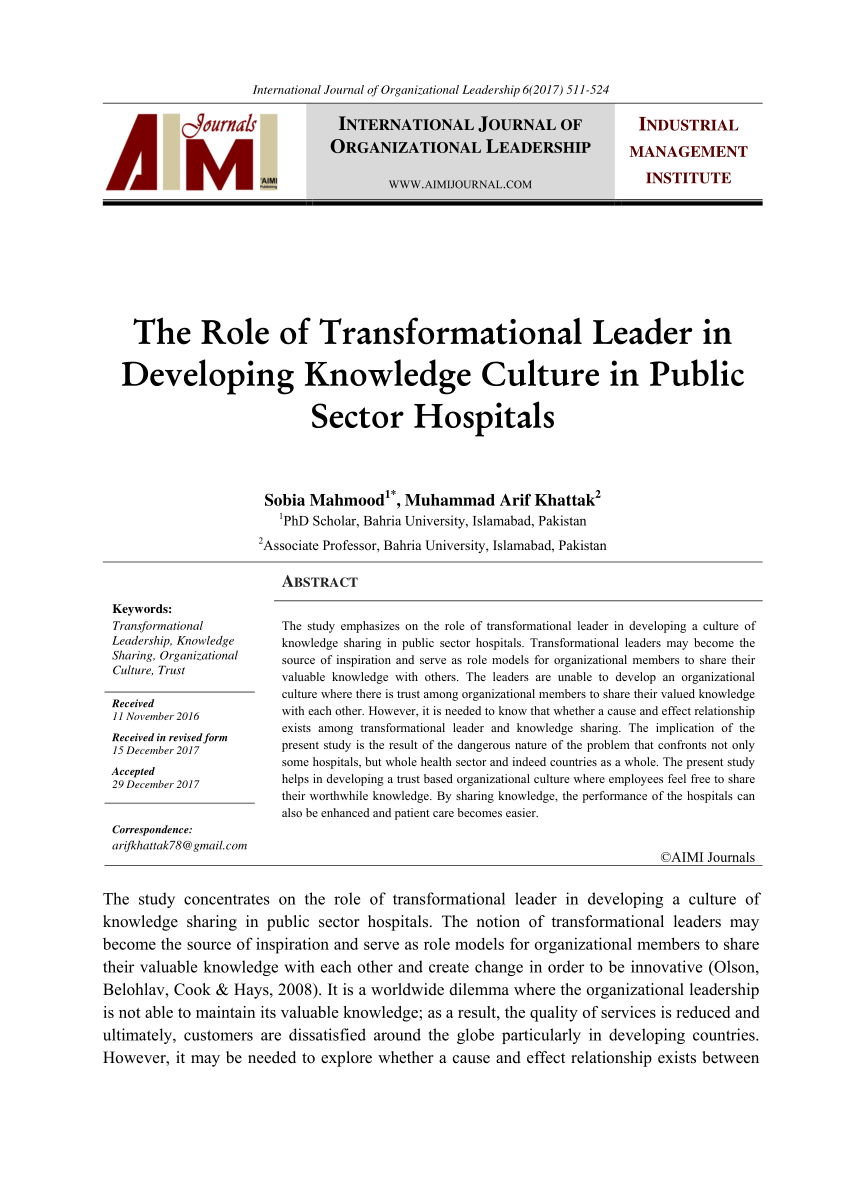 Article on transformational leadership pros in healthcare organizational change accenture plc stock