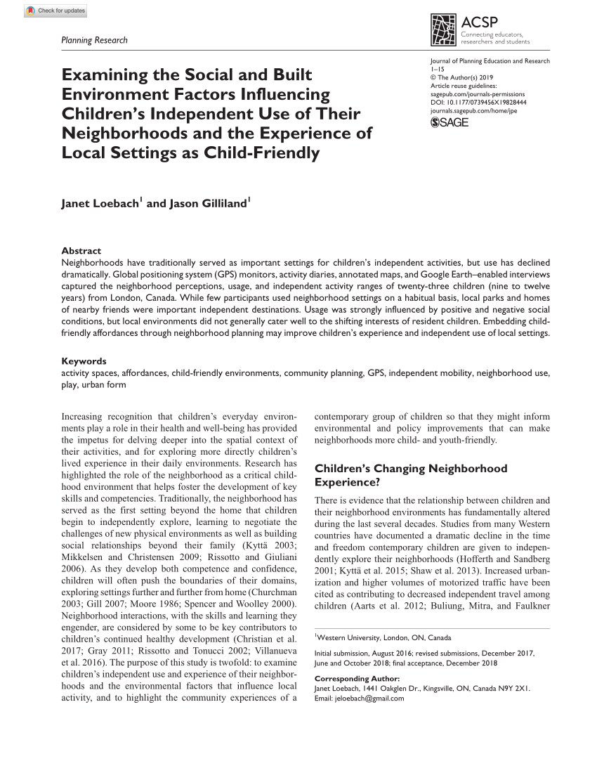 PDF) Examining the Social and Built Environment Factors ...