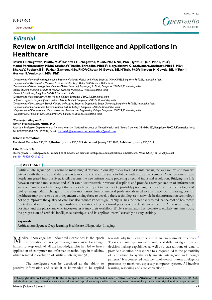 artificial intelligence in health care research paper