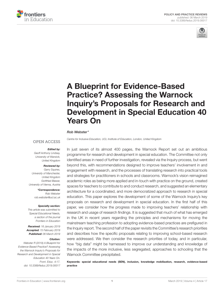 Pdf A Blueprint For Evidence Based Practice Assessing The