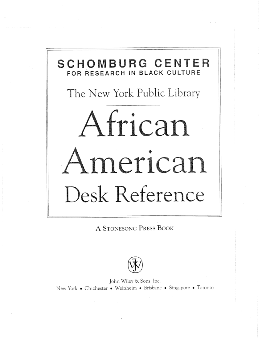 Pdf New York Public Library African American Desk Reference Ch