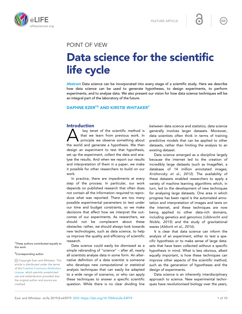 PDF) Data science for the scientific life cycle