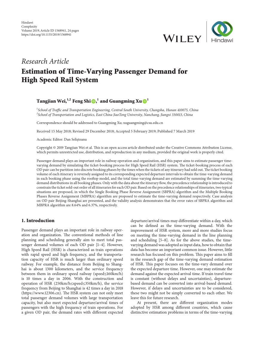 Pdf Estimation Of Time Varying Passenger Demand For High Speed Rail System - tim wilson booty song roblox song code