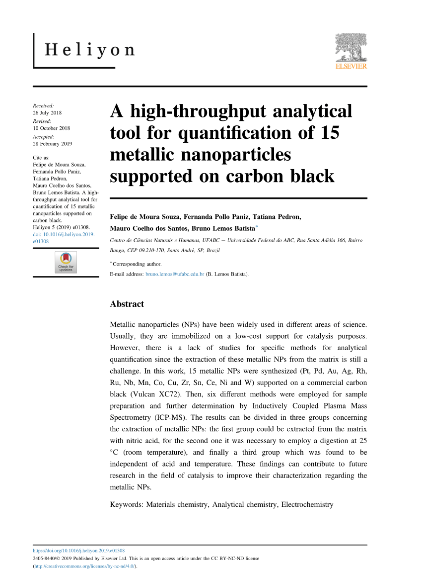 Pdf A High Throughput Analytical Tool For Quantification Of 15 Metallic Nanoparticles Supported On Carbon Black
