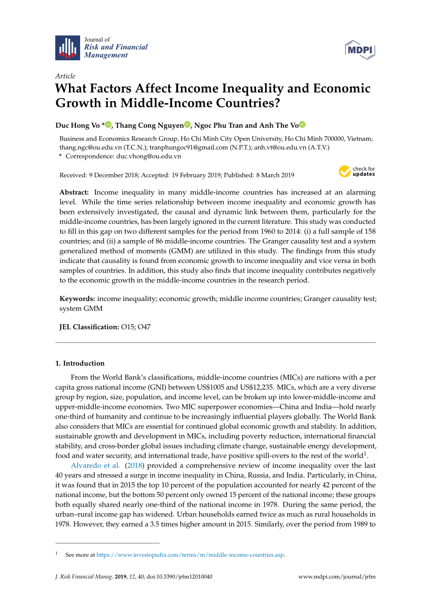 Pdf What Factors Affect Income Inequality And Economic Growth In Middle Income Countries
