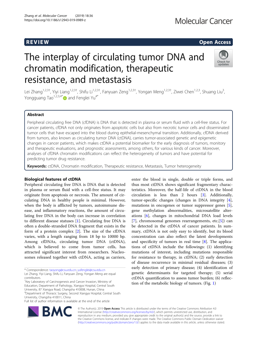 PDF) The interplay of circulating tumor DNA and chromatin 