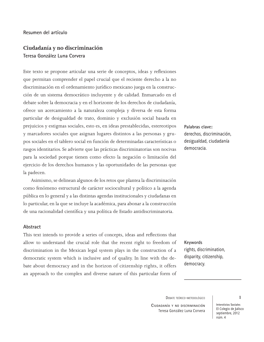 (PDF) Ciudadanía y no discriminación