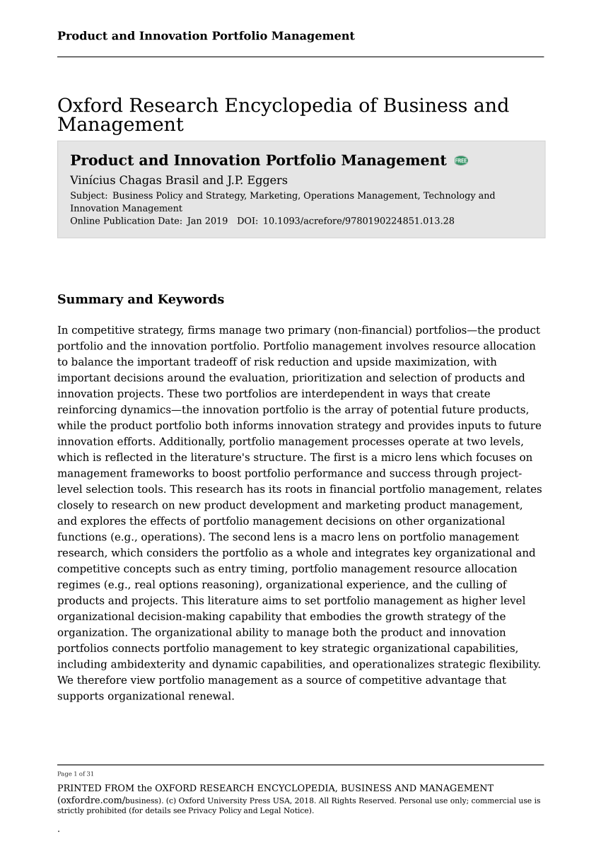 research paper on portfolio management