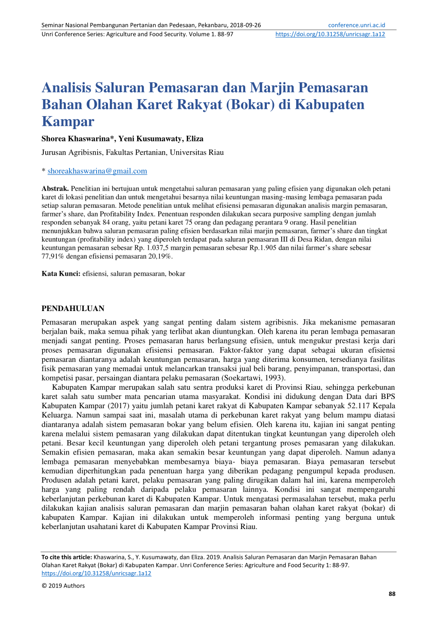 (PDF) Analisis Saluran Pemasaran dan Marjin Pemasaran ...