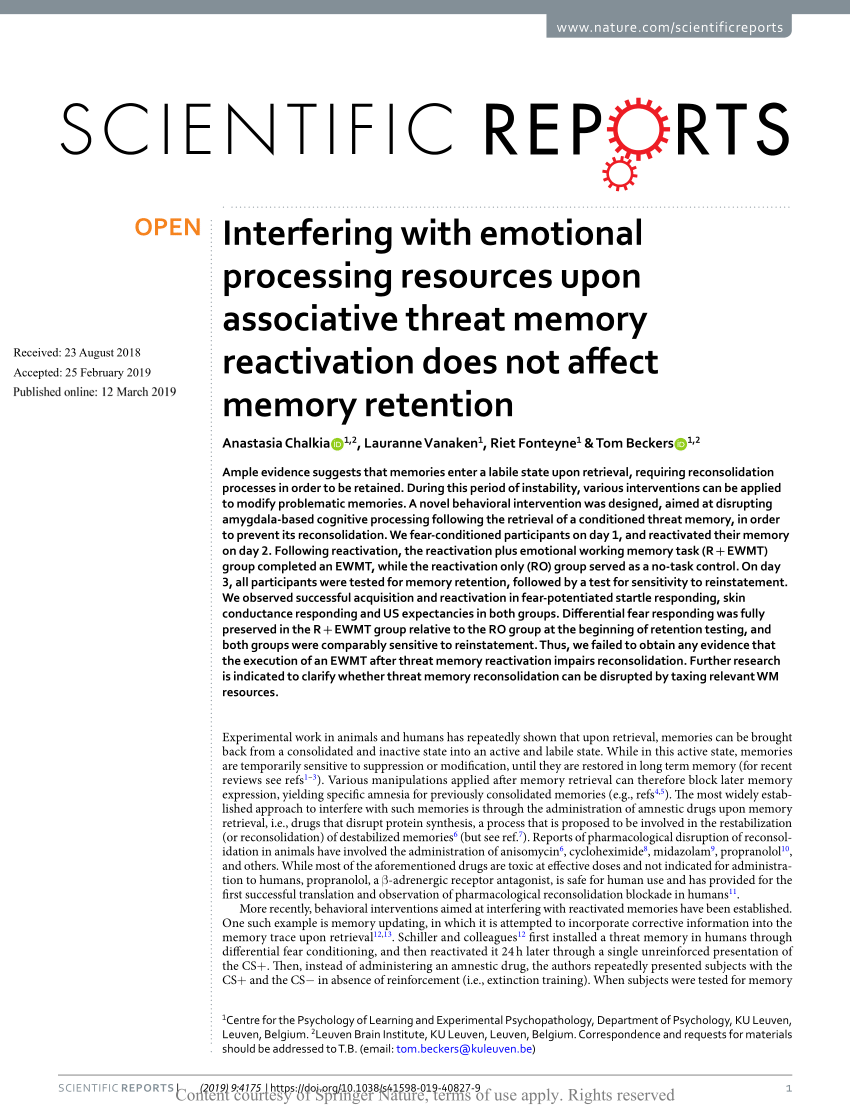 PDF Interfering with emotional processing resources upon  